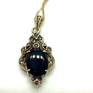 Beautiful Sterling Silver Marcasite Onyx necklace